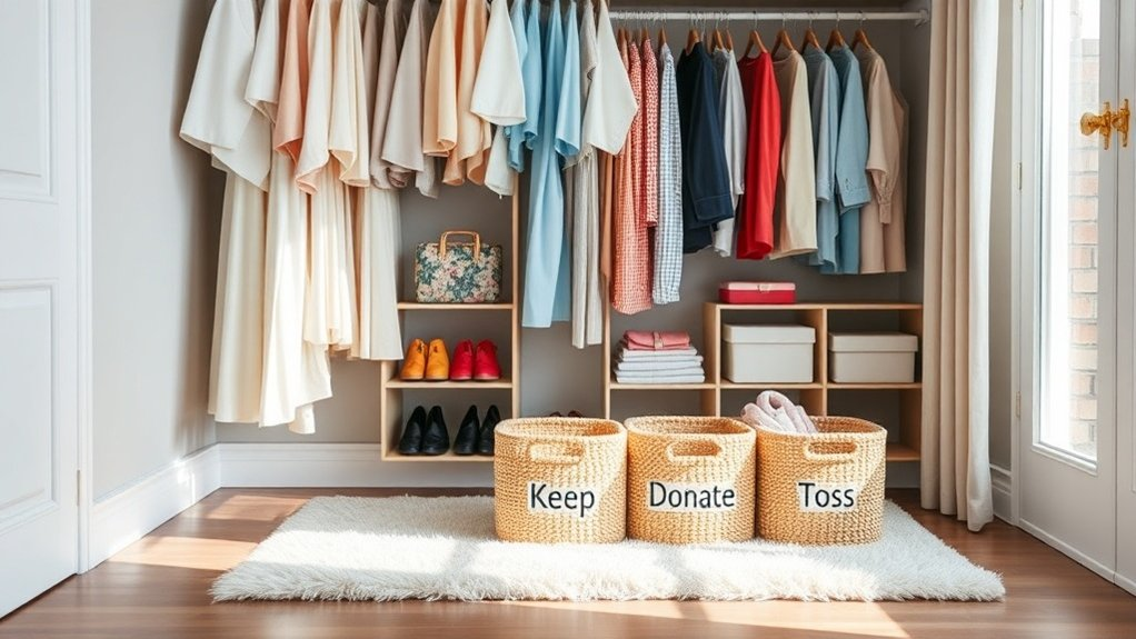 sort clothes keep donate toss