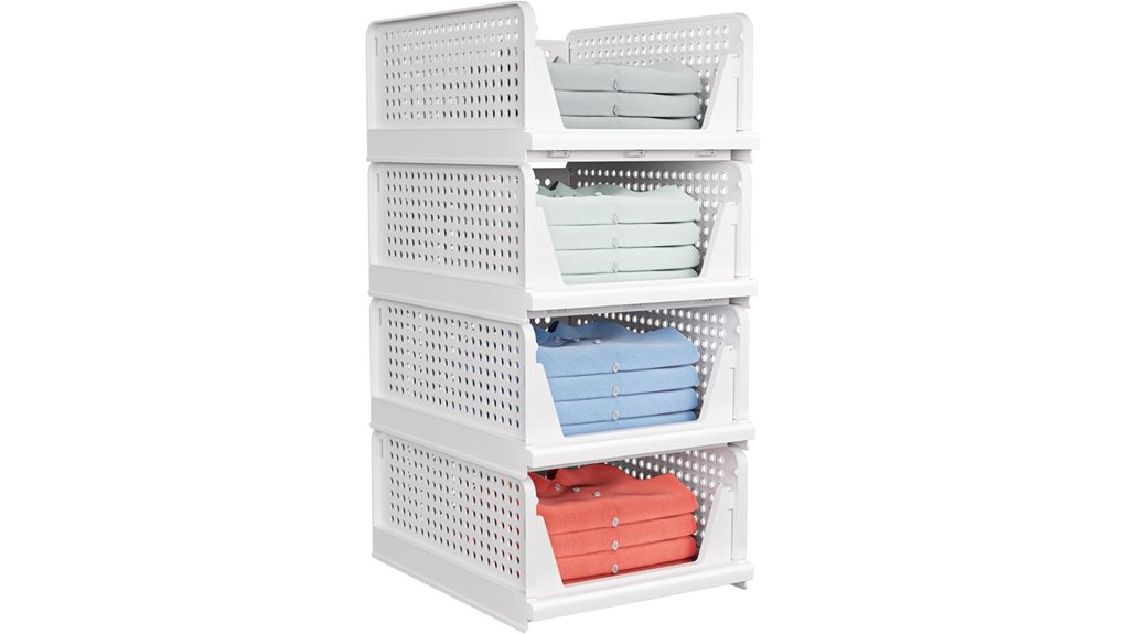 stackable closet storage baskets