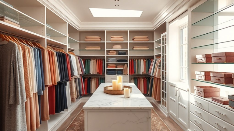 stylish walk in closet organization