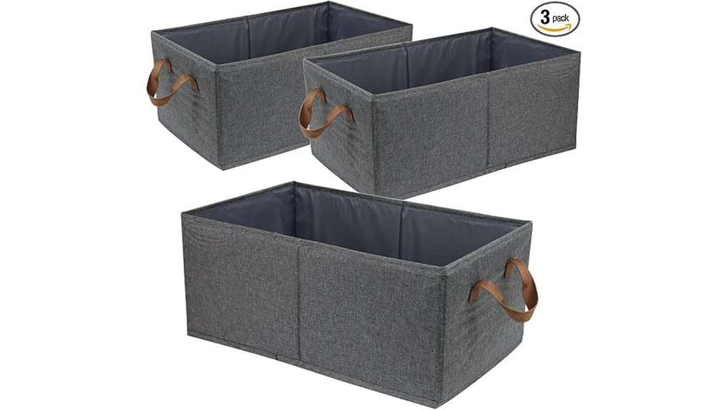 three large storage bins