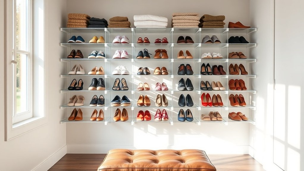 tiered clear shoe display