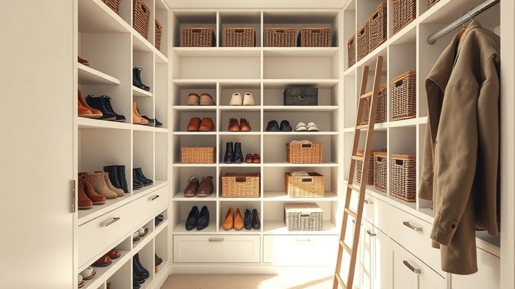 vertical shoe and bin storage