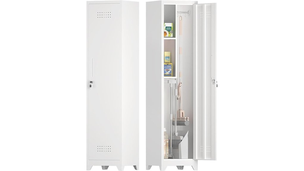 white tall storage cabinet