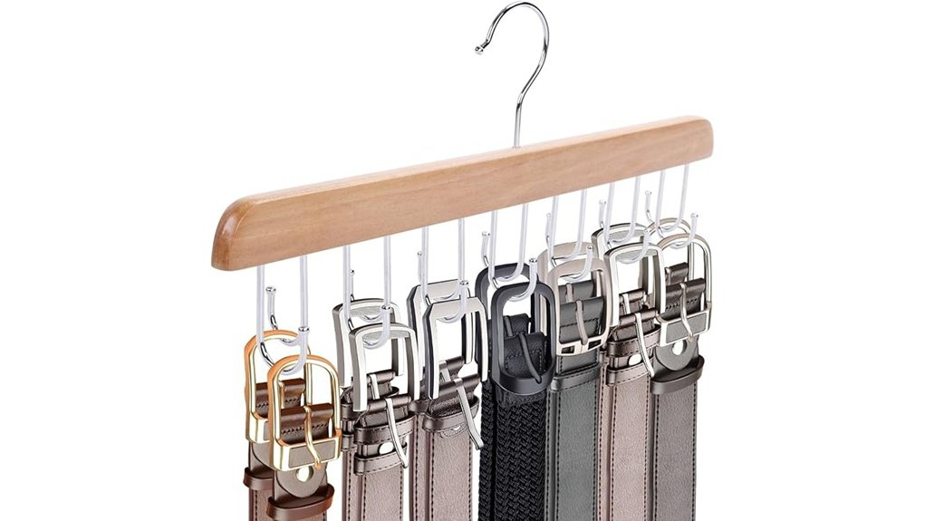 wooden hanger belt organizer