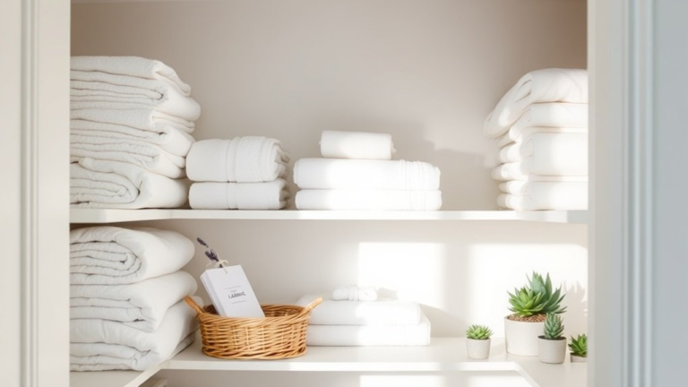 calm and organized linen closet