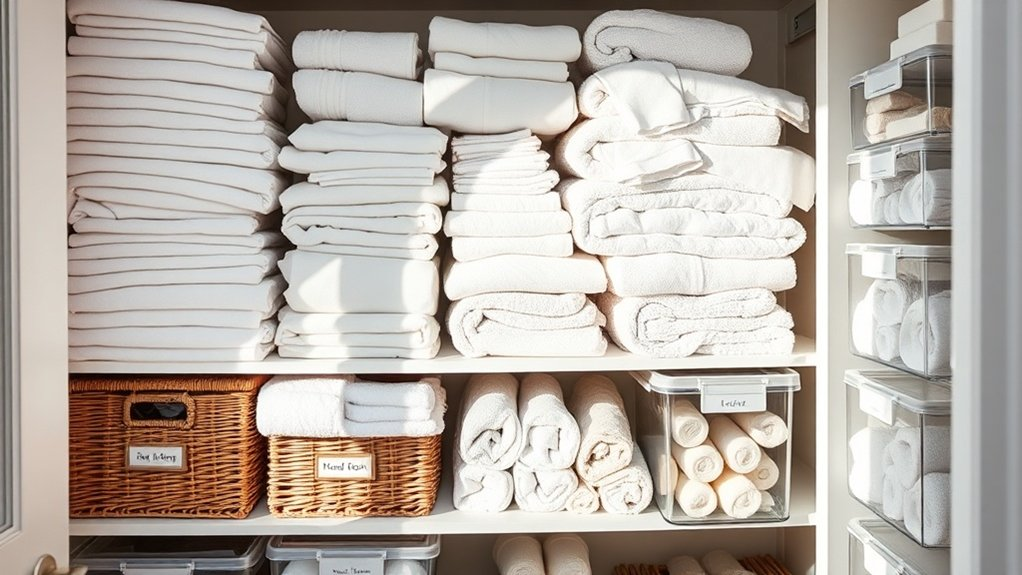 organized and stylish linen closet
