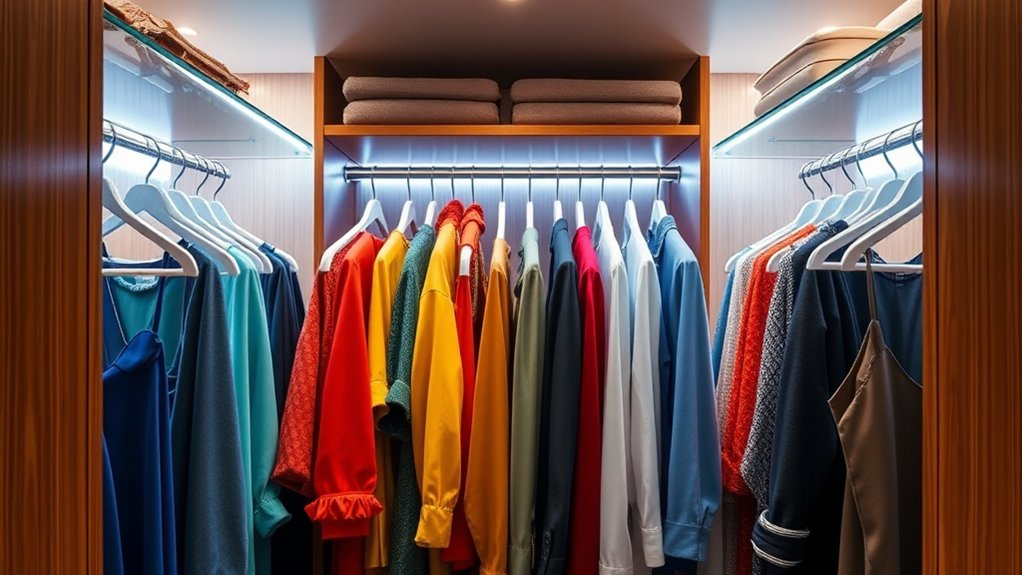 organized closet with innovative hangers