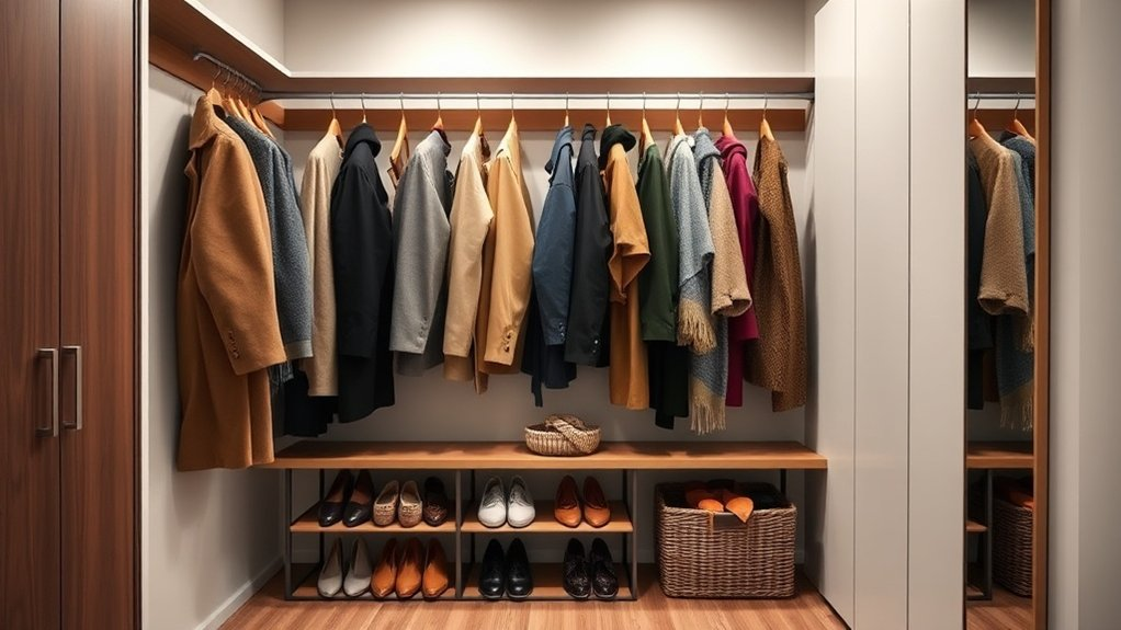 organized coat closet zones