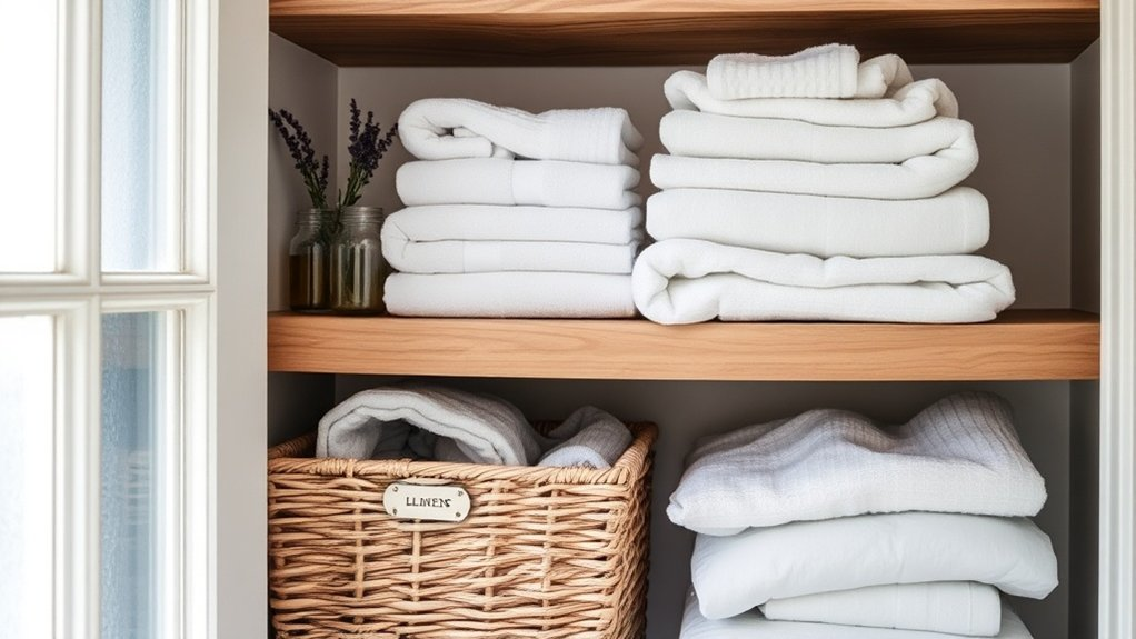 organized linen closet system