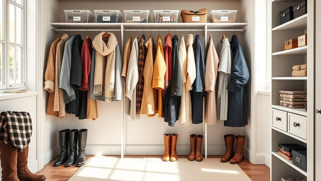 seasonal coat closet organization