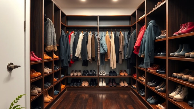 shoe friendly coat closet organization